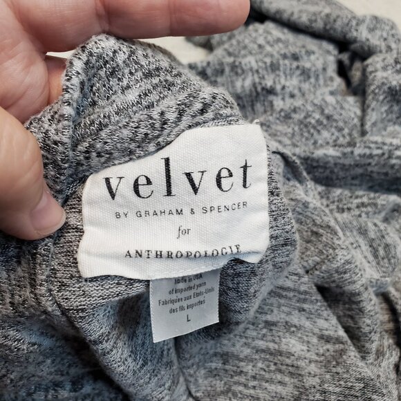 Velvet Anthropologie Gray Drape Open Front‎ Long Sweater Cardigan L - Picture 4 of 7